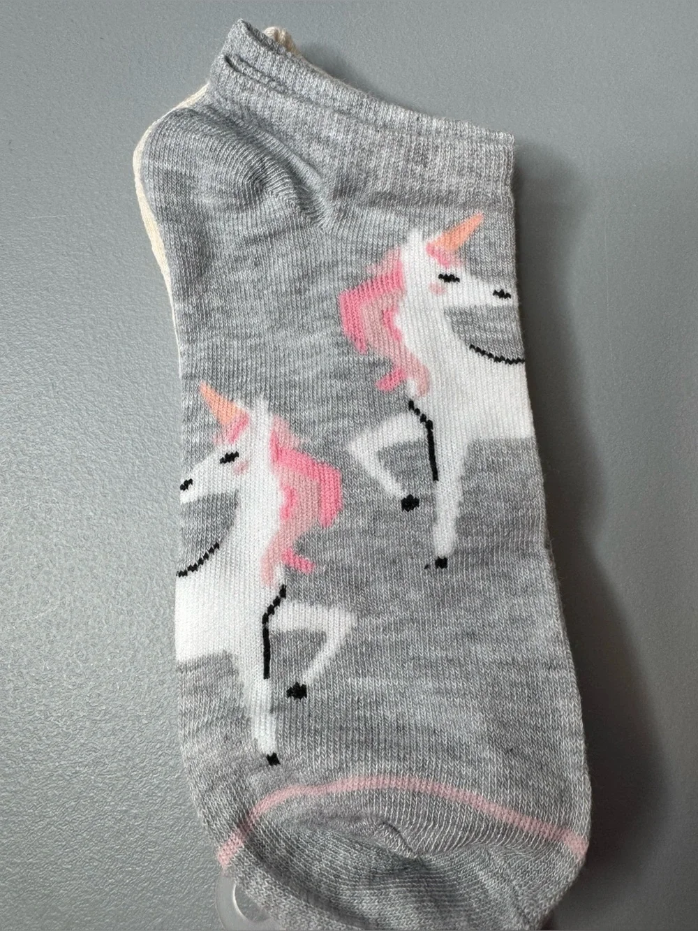 kathy ireland Cream Ankle Socks Pink Rainbows & Lavender Stars unicorn 2-pack